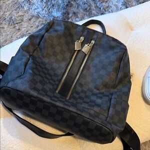 Stylish Black Checkered Men's Backpack